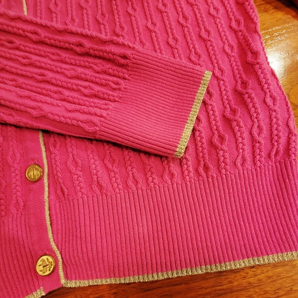 Preppy Brooks Brothers 346 Pink Gold Button Cardigan Large - Picture 8 of 11